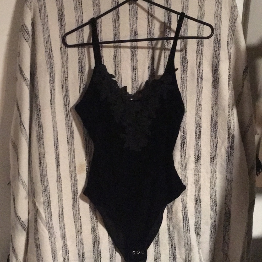TopShop Black velvet onsie